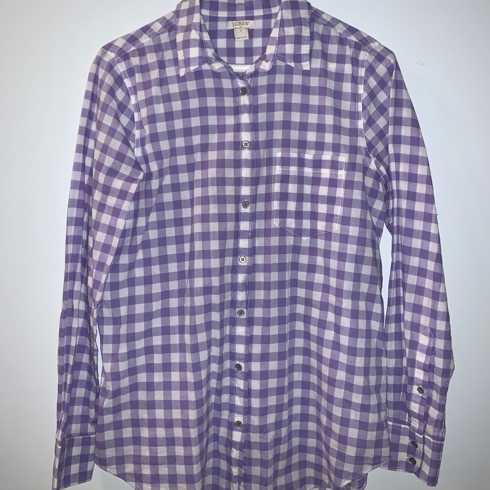 J. Crew Lavender Gingham Button Down